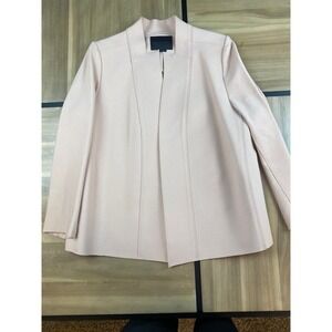 Marie Saint Pierre Women's Blush Pink Collarless Open Front Jacket Blazer Size 5